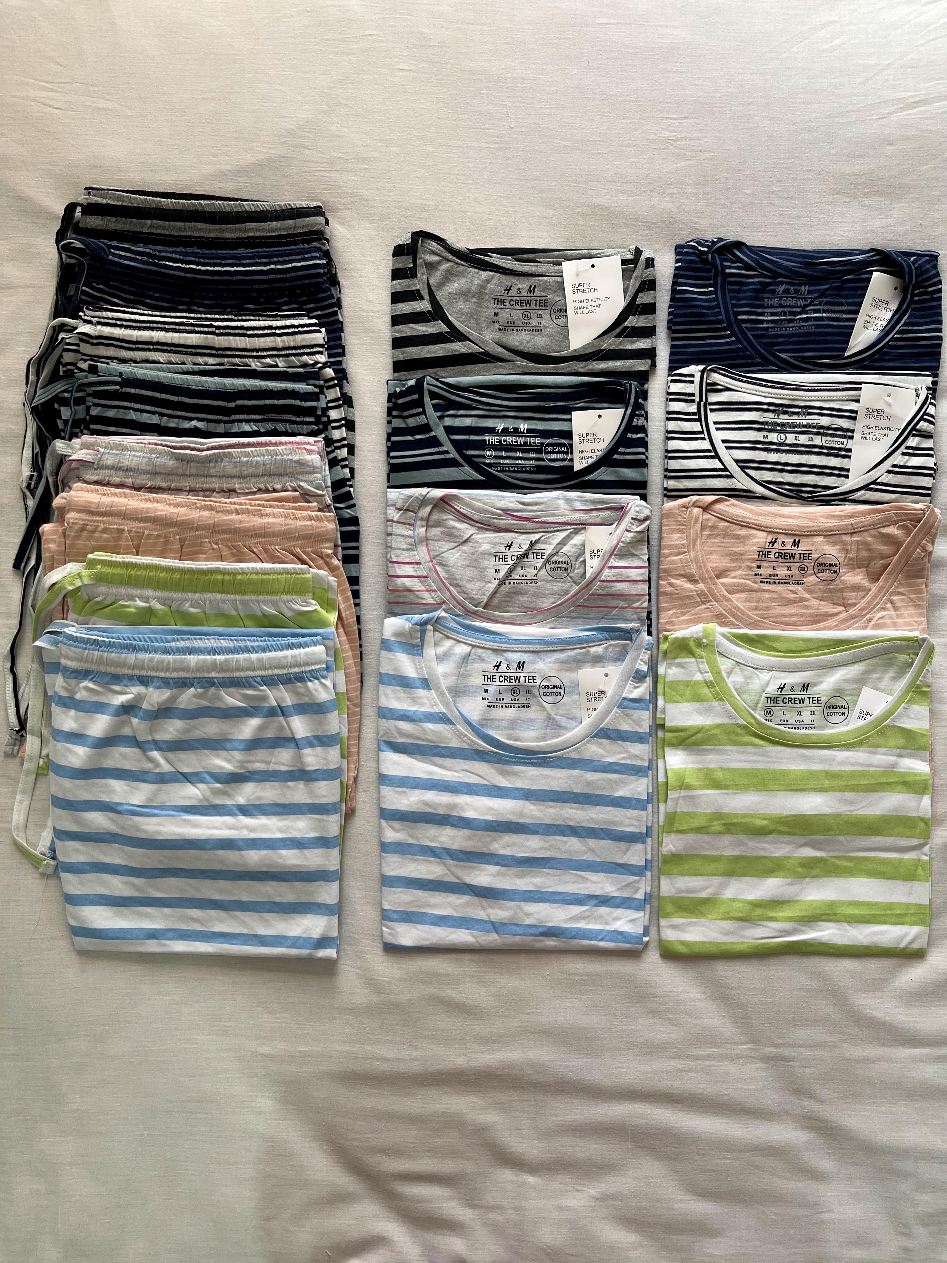ست تیشرت شلوار وارداتی راه راه برند H&M